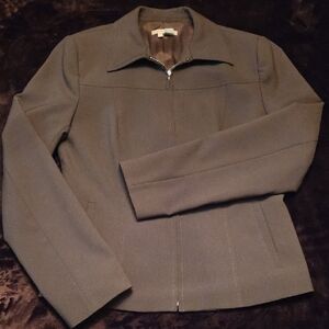 Zara Women's Olive Fitted Blazer Jacket, Large